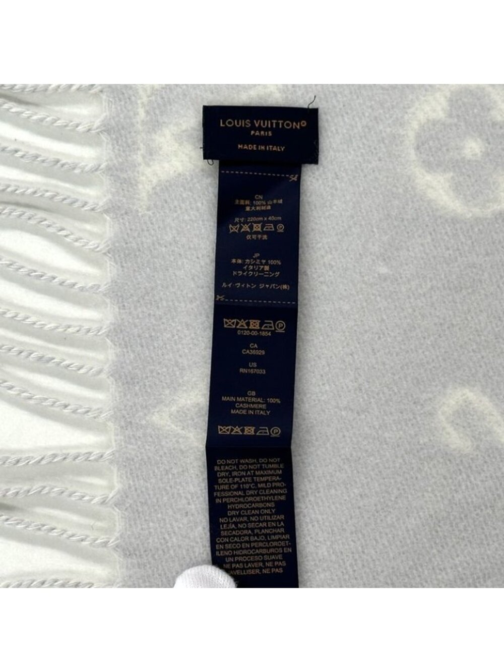Louis Vuitton Scarf Shawl Cashmere Reykjavik Cloud Cles White Light Blue Winter - Picture 3 of 5